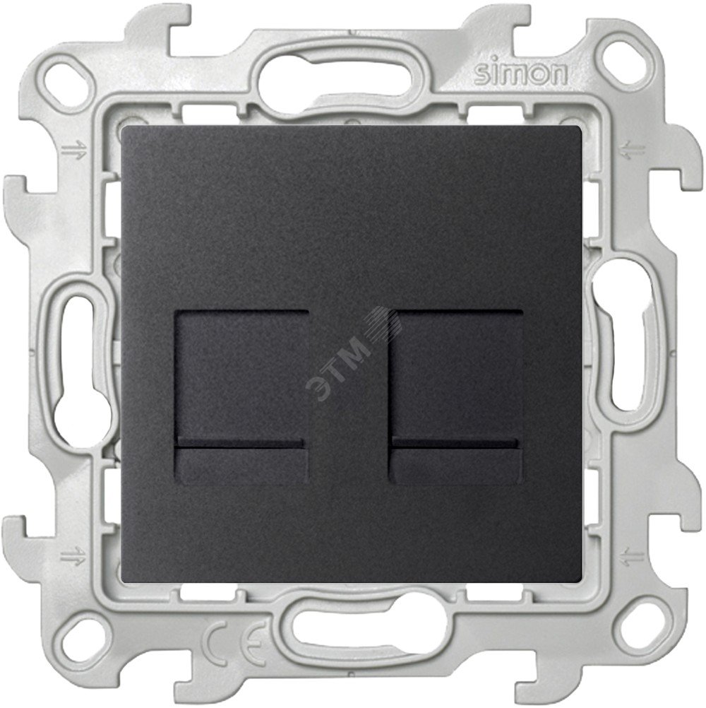 Изображение товара Розетка 2хRJ45 кат 5е UTP, графит, Simon 2 Harmonie