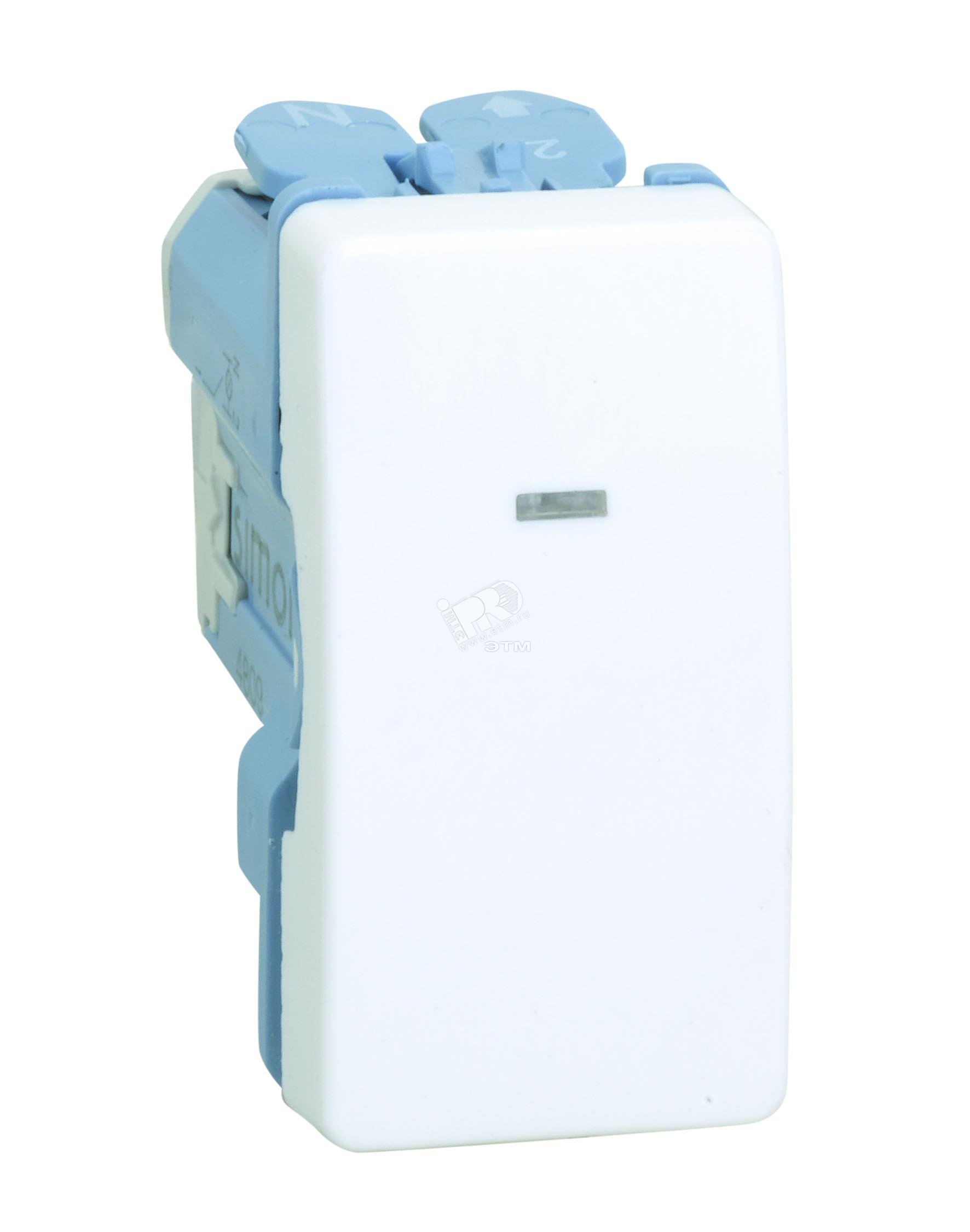 Изображение товара Выключатель проходной с 3-мя местами и подсветкой 10А IP20 белый Simon