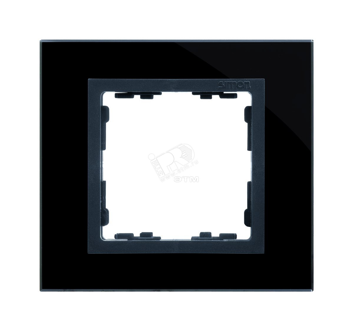 Рамка на 4 поста, S82N, чёрный - графит (стекло) 82847-32 Simon