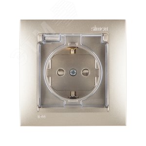 Изображение товара 15 Розетка с заземлением 2Р+Е защитные шторки и крышка IP44 16А 250В винтовые зажимы шампань (шт)