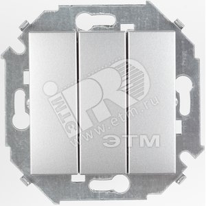 Выключатель трехклавишный, 10А, 250В, винтовой зажим, алюминий 1591391-033 Simon