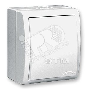 Изображение товара Выключатель одноклавишный, с подсветкой, IP54 10А, 250В, винтовой зажим, S15A, белый (шт)