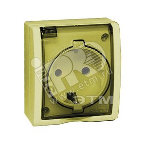 Изображение товара 15 Aqua Розетка 2Р+Е Schuko со шторками с крышкой полупр. IP54 16А 250В винтовой зажим S15A сл. кость (шт)