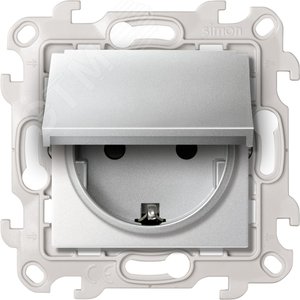 Изображение товара Розетка IP44 с крышкой, заземлением и шторками Schuko 2Р+Е 16A 250В~ цвета алюминий S24 Harmonie (шт)