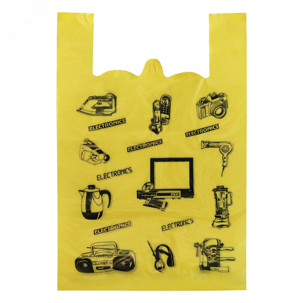 Изображение товара Пакеты-майка ПНД 41+18х66 см, 20 мкм, желтые, Техника, 50 шт/уп. (упак)