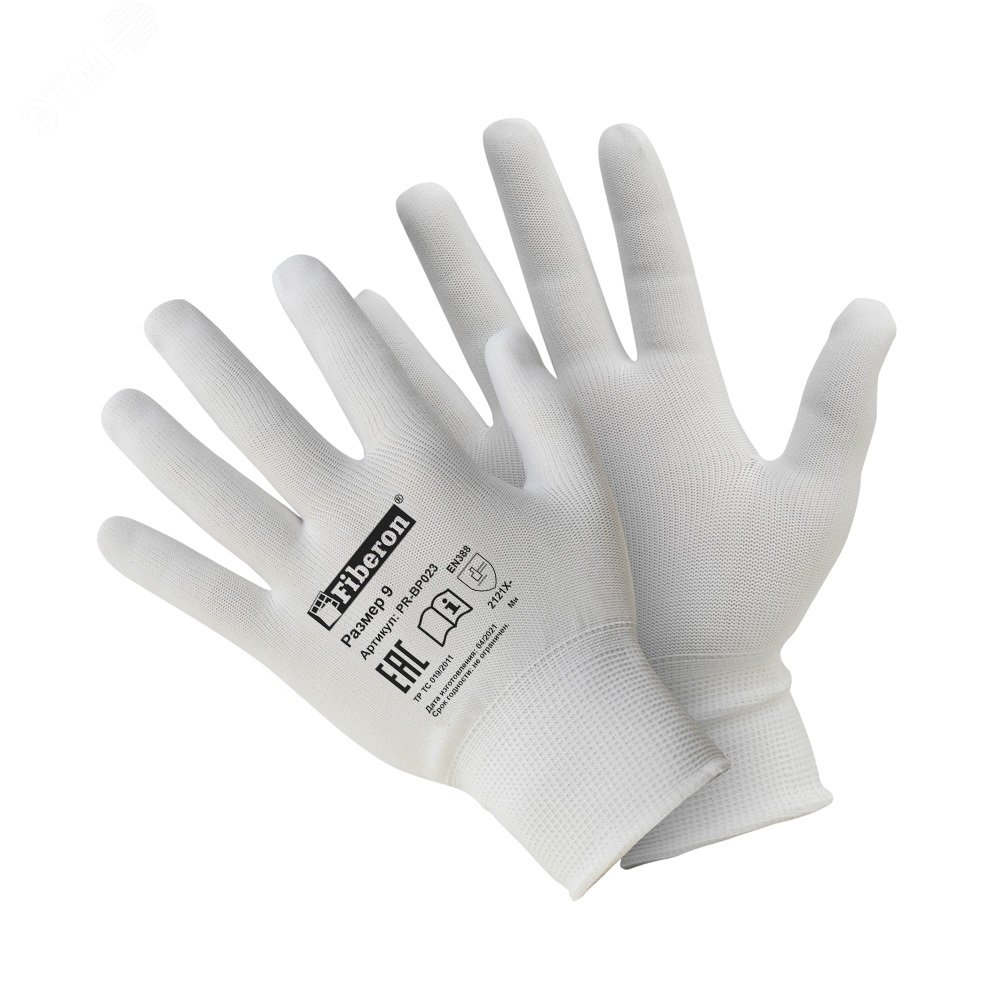 Перчатки ''Для сборочных работ'', полиэстер, без и/у, 9(L), белые PR-BP023 АДМ