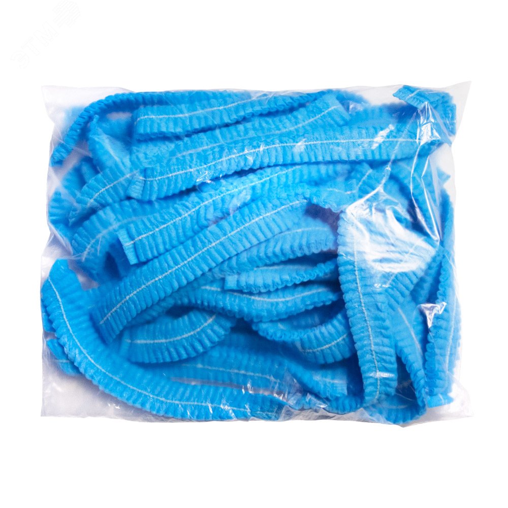 Изображение товара Шапочка-шарлотта, спанбонд, голубая, лайт, 100 шт/уп (упак)