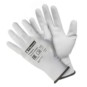 Перчатки ''Для точных работ'', полиэстер, полиуретановое покрытие, в и/у, 9(L), белые АДМ