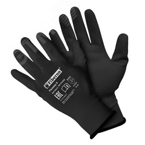 Перчатки ''Для точных работ'', полиэстер, полиуретановое покрытие, в и/у, 8(M), черные АДМ