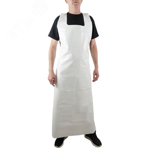 Изображение товара Фартук полиуретановый уплотненный цельнокроеный, 300 мкм, 83x150 см, белый (шт)