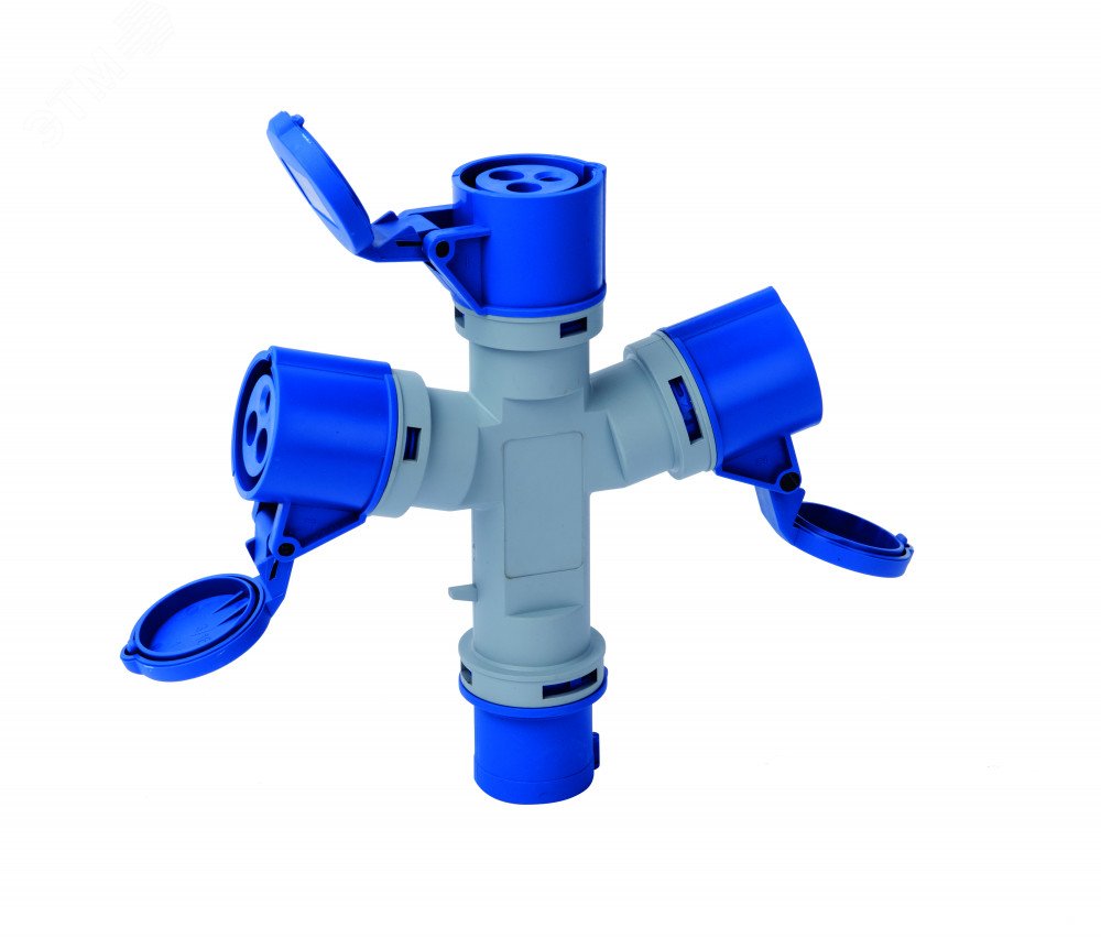 Изображение товара Адаптер трехлучевой 2Р+РЕ 32А 220В IP44 Dekraft АП-103