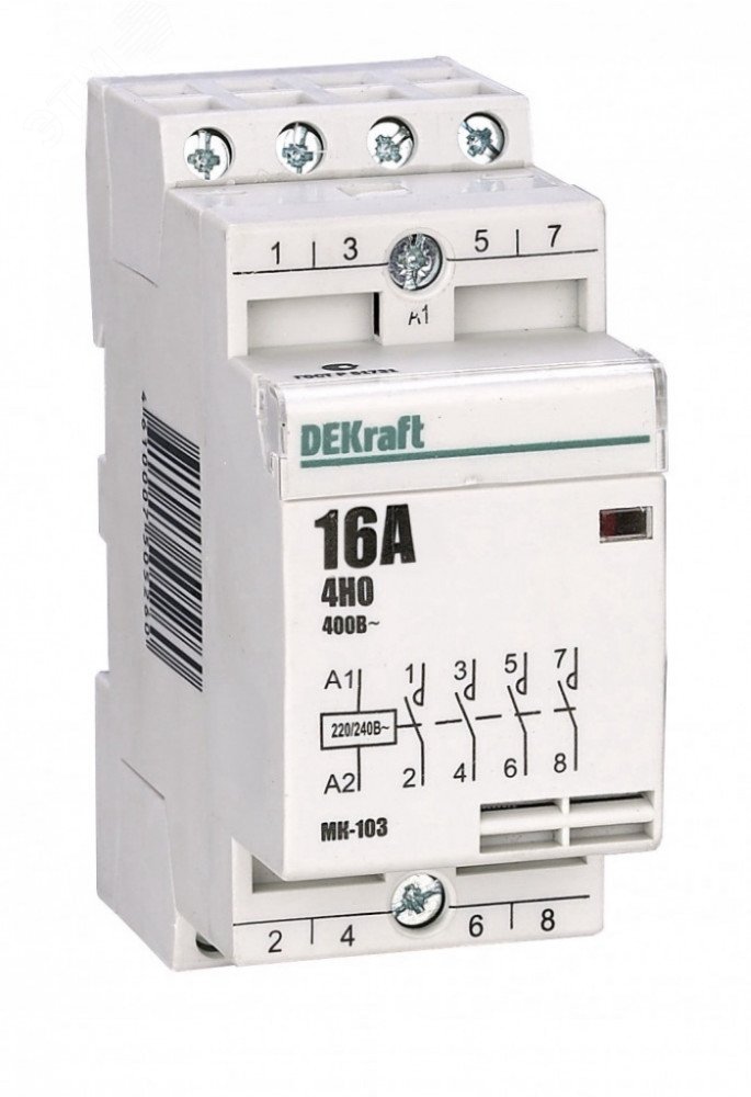 Изображение товара Модульный контактор 16А 230В МК-103 DEKraft для автоматизации и управления сетью