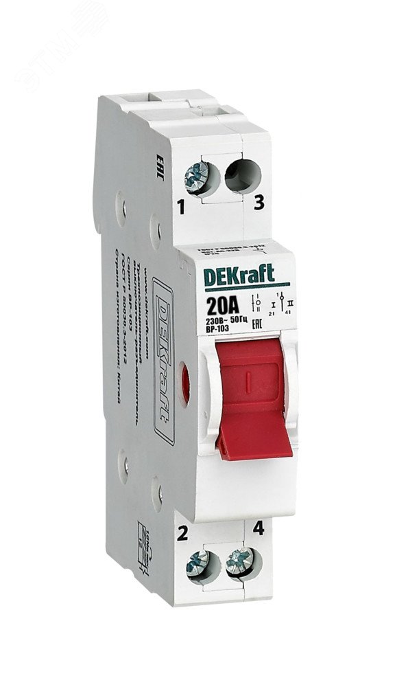 Изображение товара Выключатель-разъединитель трехпозиционный 1P 20A ВР-103 Dekraft