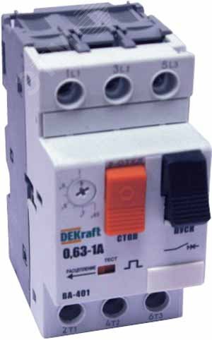 Выключатель автоматический для защиты электродвигателей ВА 401 0.63-1А 50кА 3p 21201DEK Dekraft - превью 2