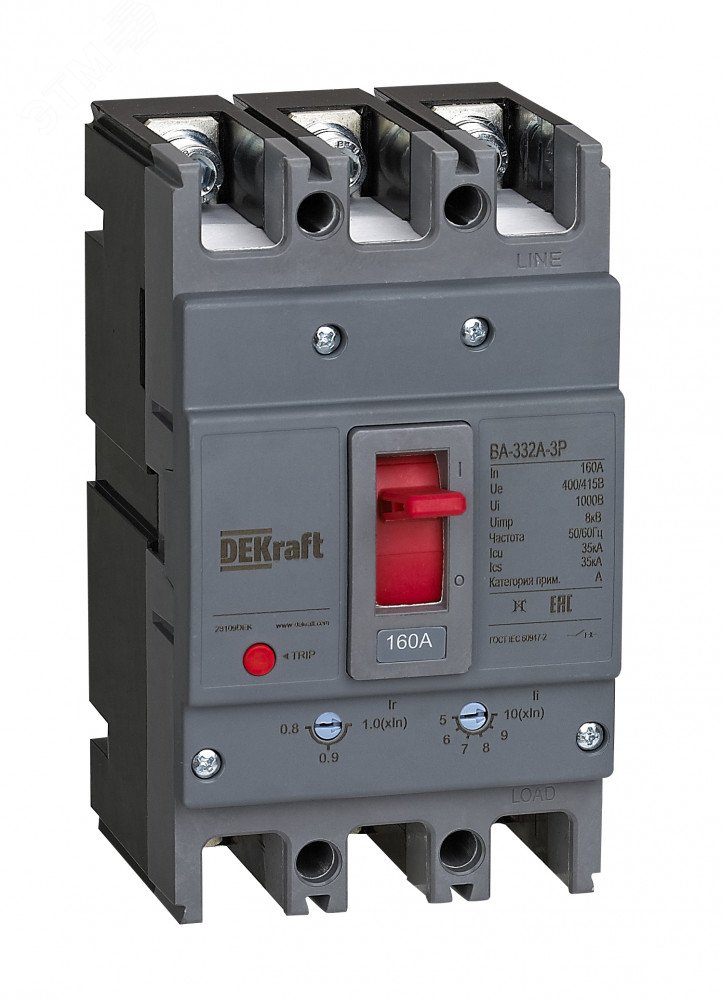 Изображение товара Автоматический выключатель 3P 140A 35кА ВА-332А Dekraft