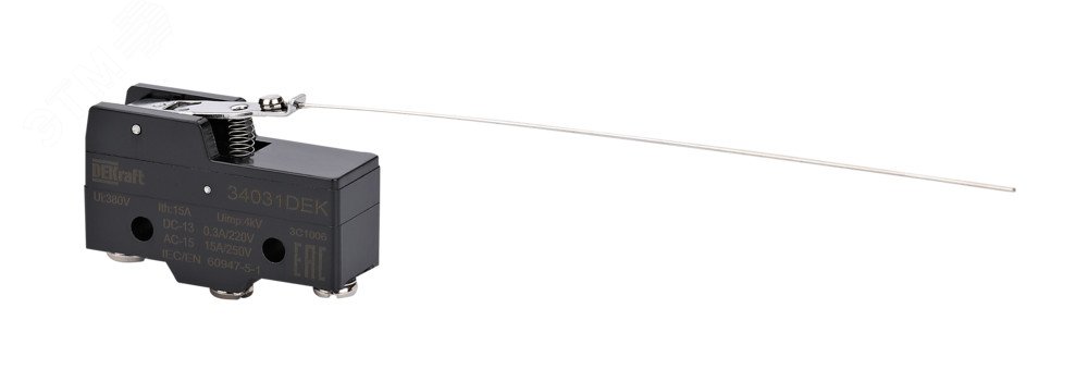 Изображение товара Миниатюрный концевой выключатель 1НО1НЗ с коротким рычагом и длинной рукояткой