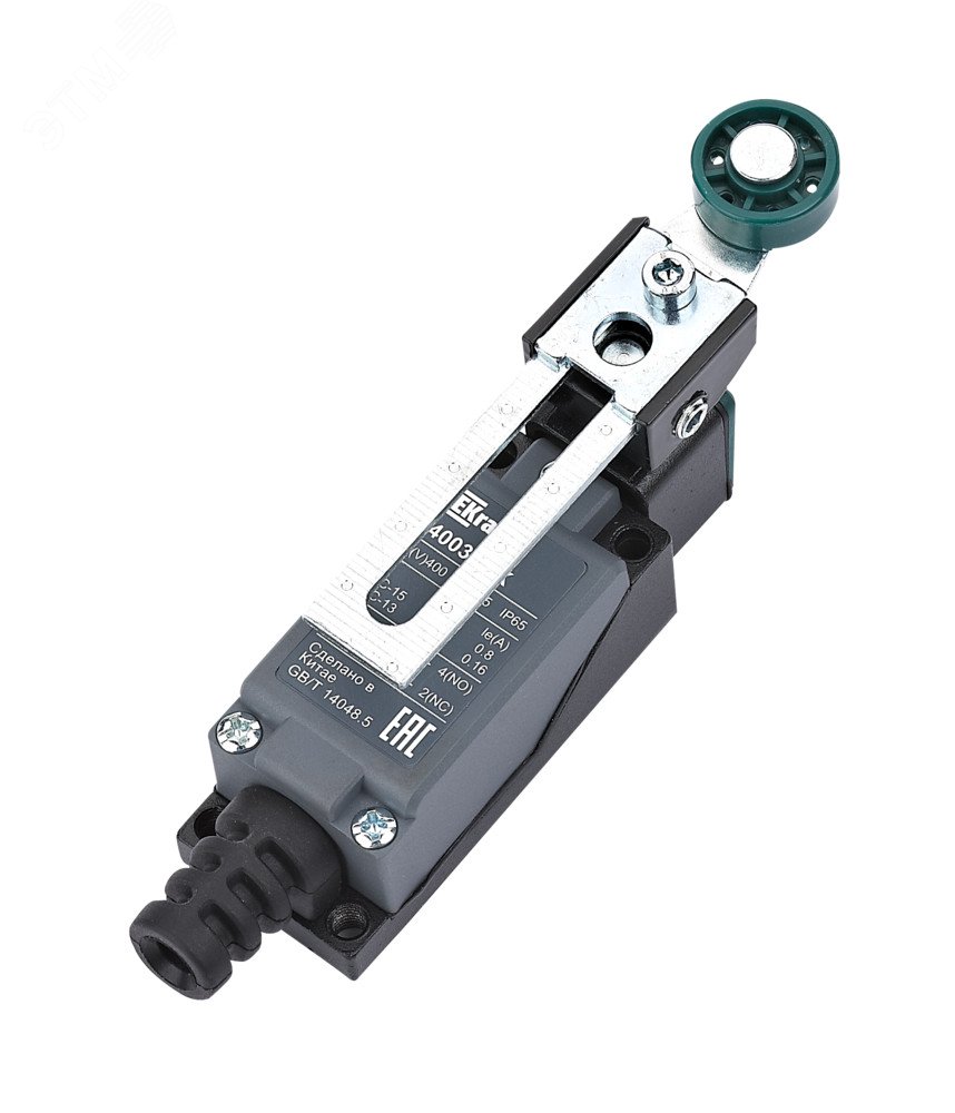 Изображение товара Выключатель концевой метал. 1НО1НЗ Роликовый рычаг регулиремой длины из термопласта (шт)