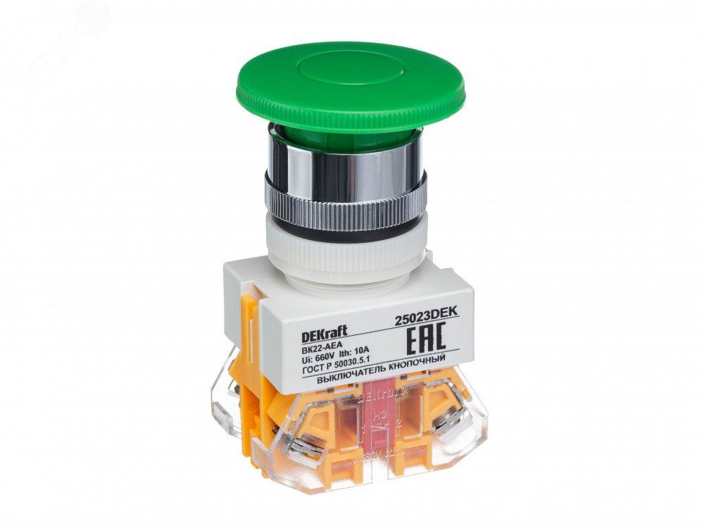 Изображение товара Кнопка зеленая AEA-22 Гриб 220В ВK-22 (шт)