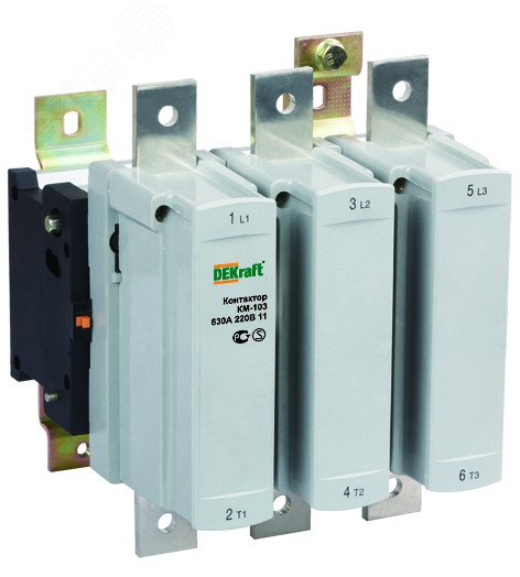 Изображение товара Контактор Dekraft КМ-103 500А 220В AC3 с монтажной платой