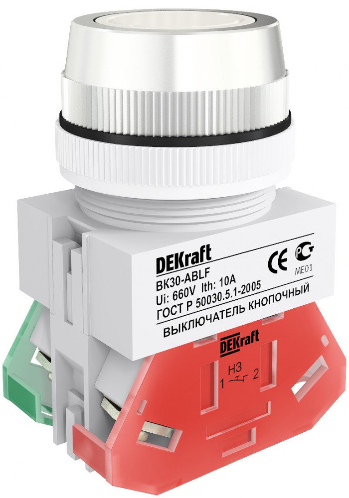 Выключатель кнопочный ВK-30 ABLF диам. 30мм белый 220В