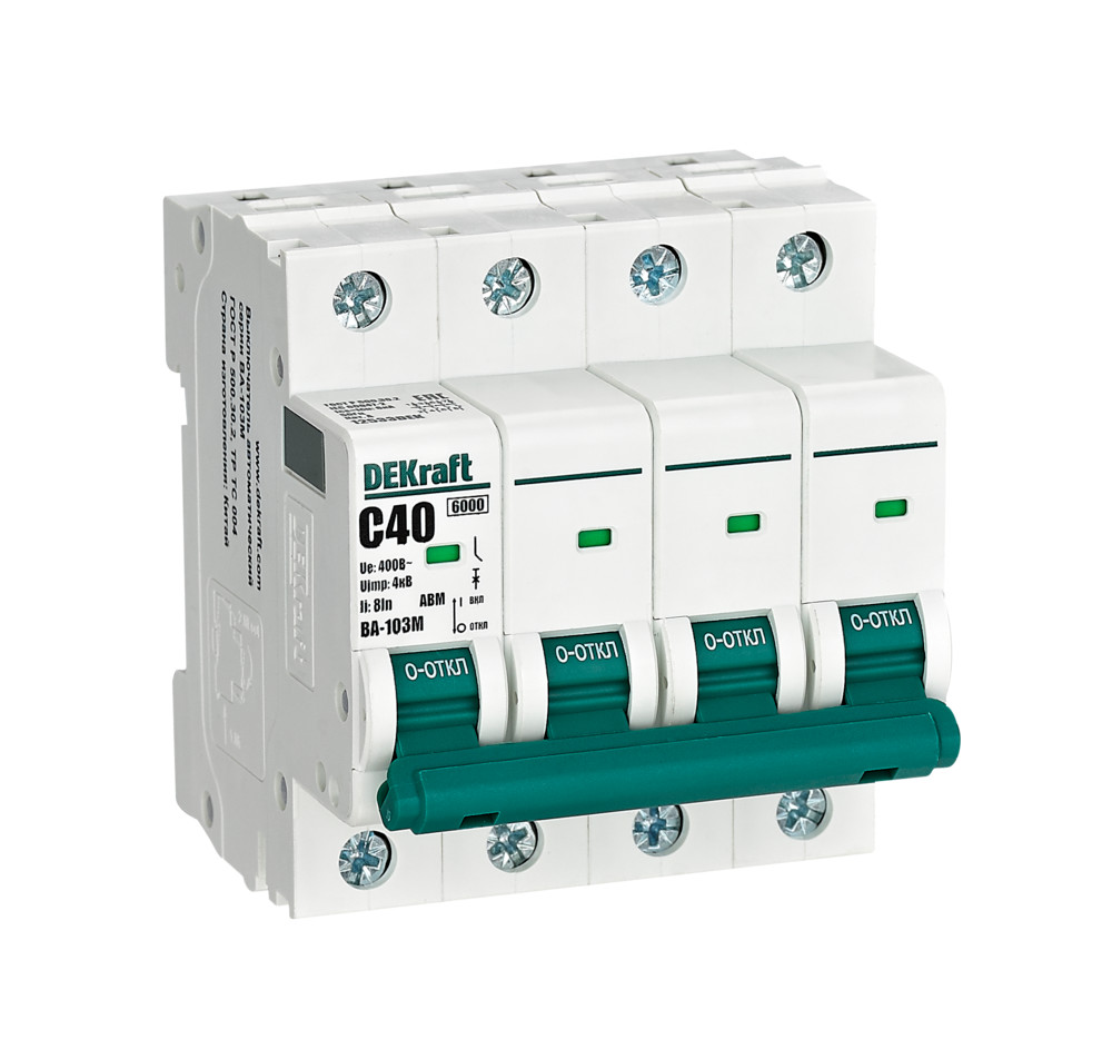 Выключатель автоматический без теплозащиты 4P 40А х-ка C 6кА ВА-103M