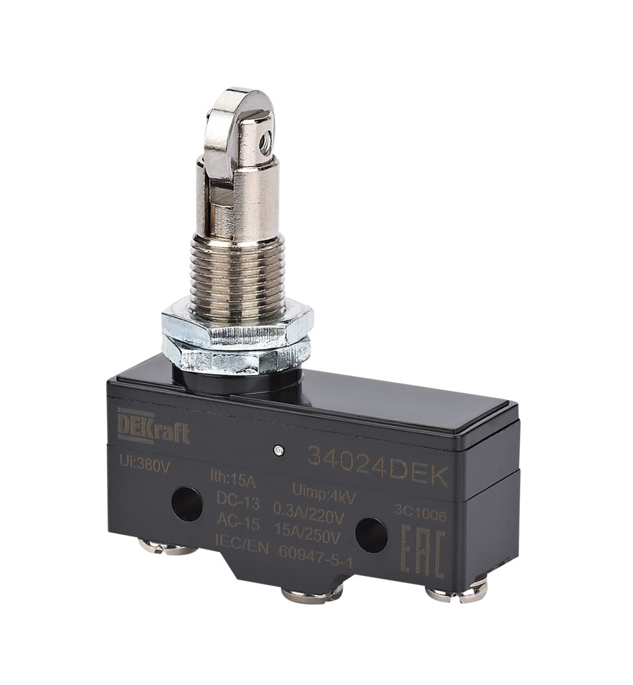 Выключатель конц. миниатюр. рертикально установленный роликовый плунжерный тип 1НО1НЗ