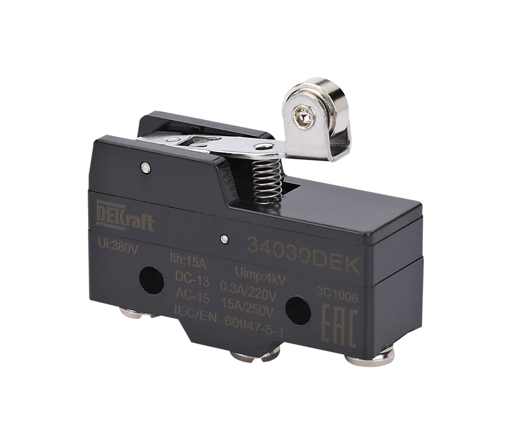 Выключатель конц. миниатюр. шарнир. короткого рычажного типа с метал. роликом 1НО1НЗ