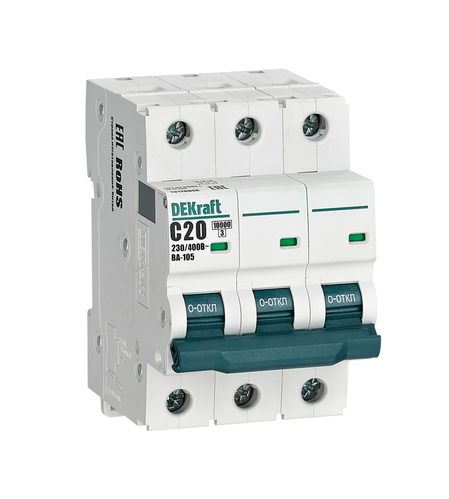 Выключатель автоматический 3P кривая C 20A 10кА ВА-105