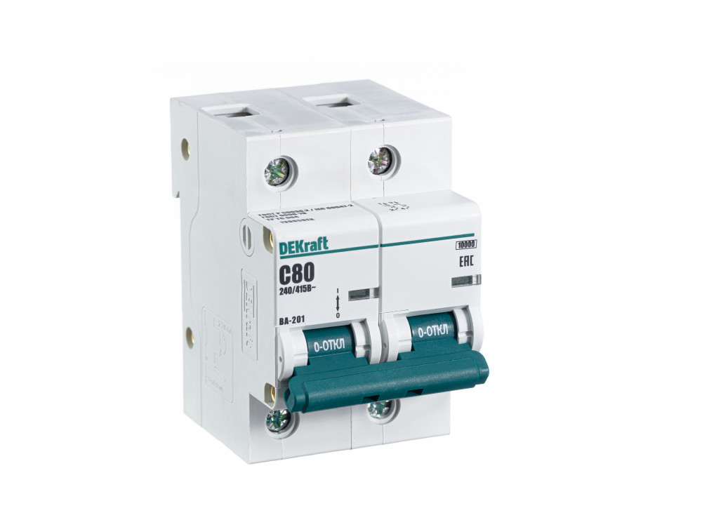 Выключатель автоматический двухполюсный 80А С ВА-201 10кА