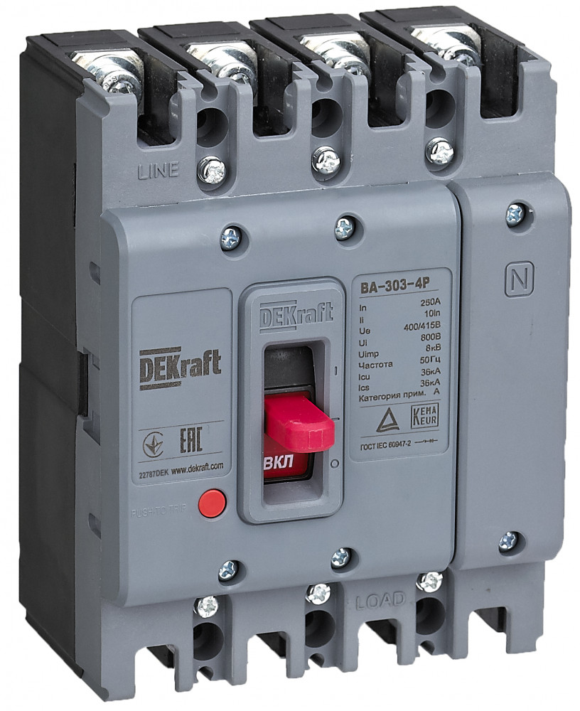 Силовой автоматический выключатель 4P 225А 36кА ВА-303