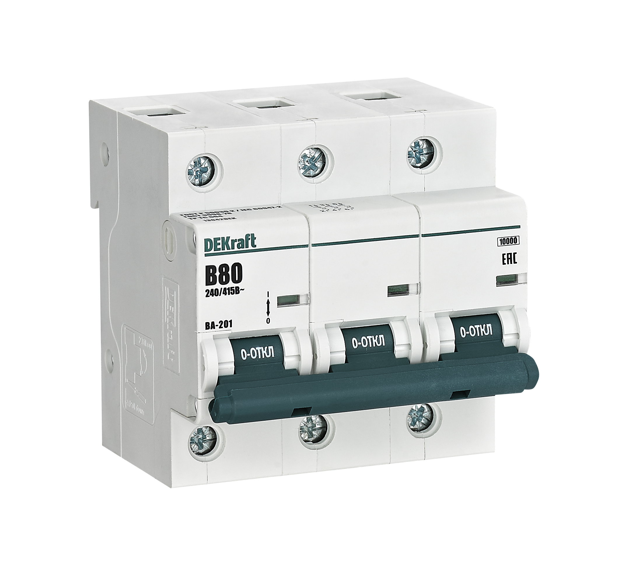 Автоматический выключатель ВА-201 3P 80А B 10кА
