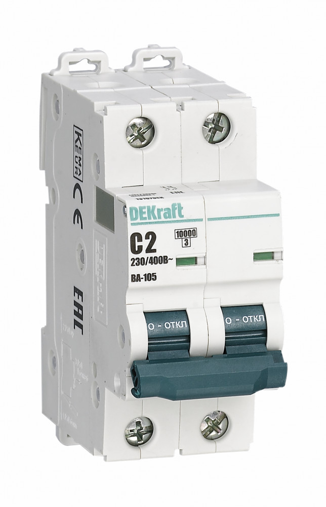Выключатель автоматический 2P кривая C 2A 10кА ВА-105