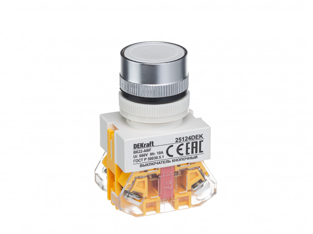 Выключатель кнопочный с фиксацией ABF d22 мм белая 220В ВK-22