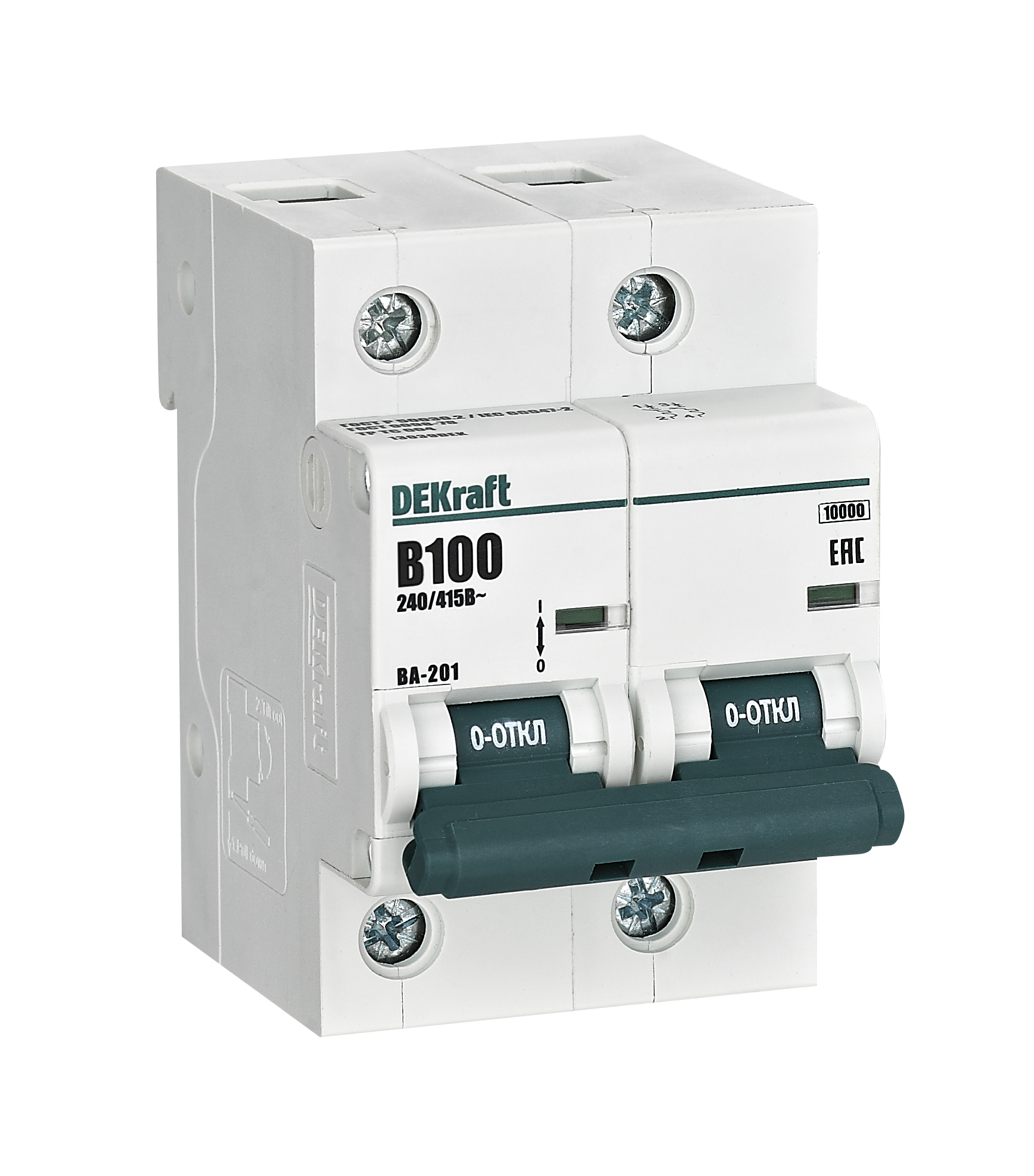 Автоматический выключатель ВА-201 2P 100А B 10кА