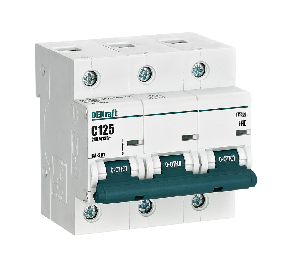 Выключатель автоматический трехполюсный 125А C ВА-201 10кА