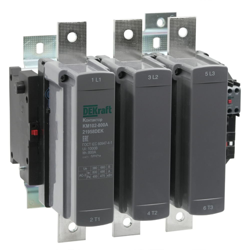 Контактор 800А 220В АС АС3 АС4 1НО+1НЗ КМ-102