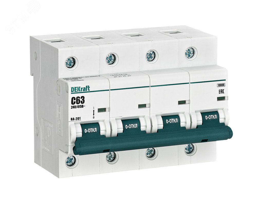 Изображение товара Автоматический выключатель ВА-201 63А с характеристикой С от DEKraft