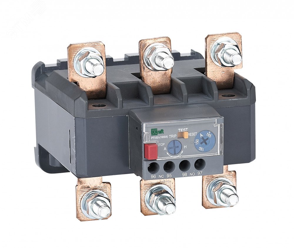 Изображение товара Реле тепловое для контакторов 150-185А РТ-02 DEKraft трехполюсное