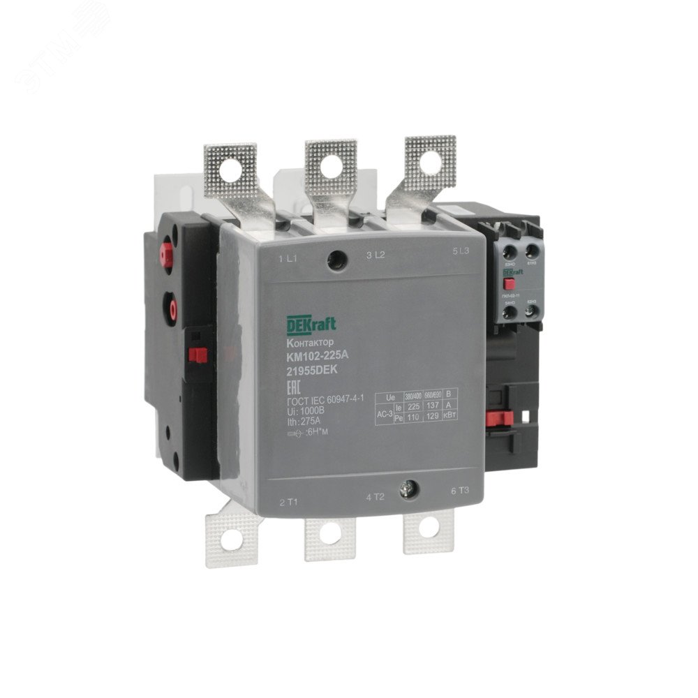 Изображение товара Контактор 225А 220В АС3/АС4 КМ-102 Dekraft монтаж на плату