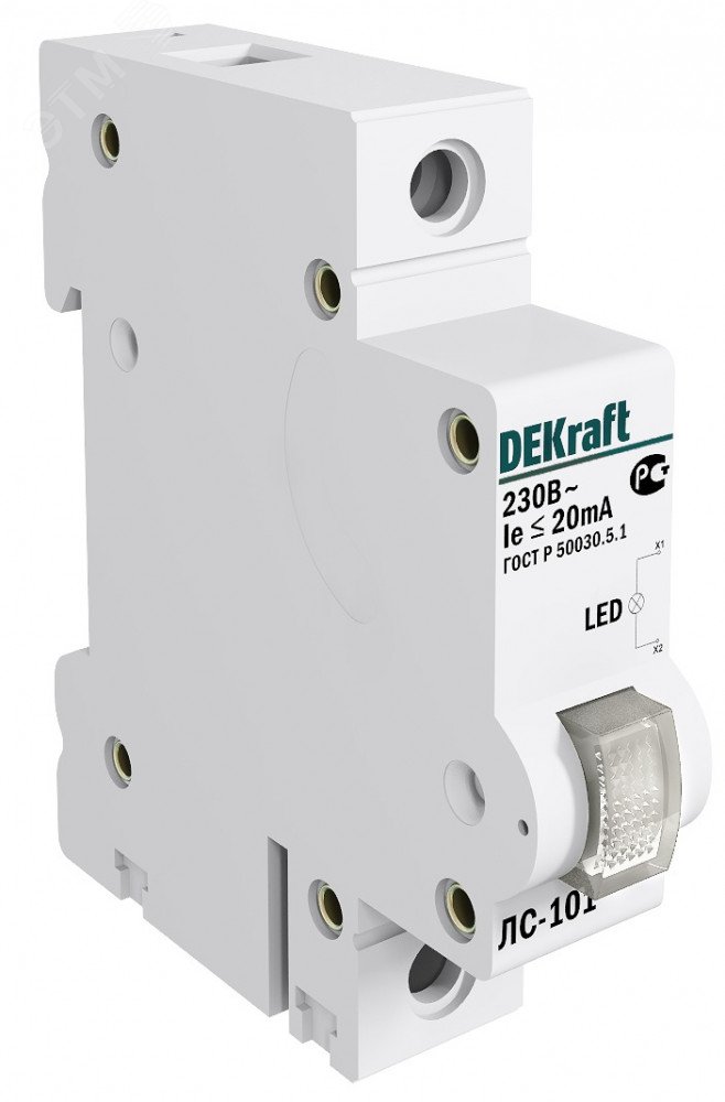 Изображение товара Сигнальная лампа на DIN-рейку 1P LED белая 220В ЛС-101 DEKraft Изображение товара Сигнальная лампа на DIN-рейку 1P LED белая 220В ЛС-101 DEKraft