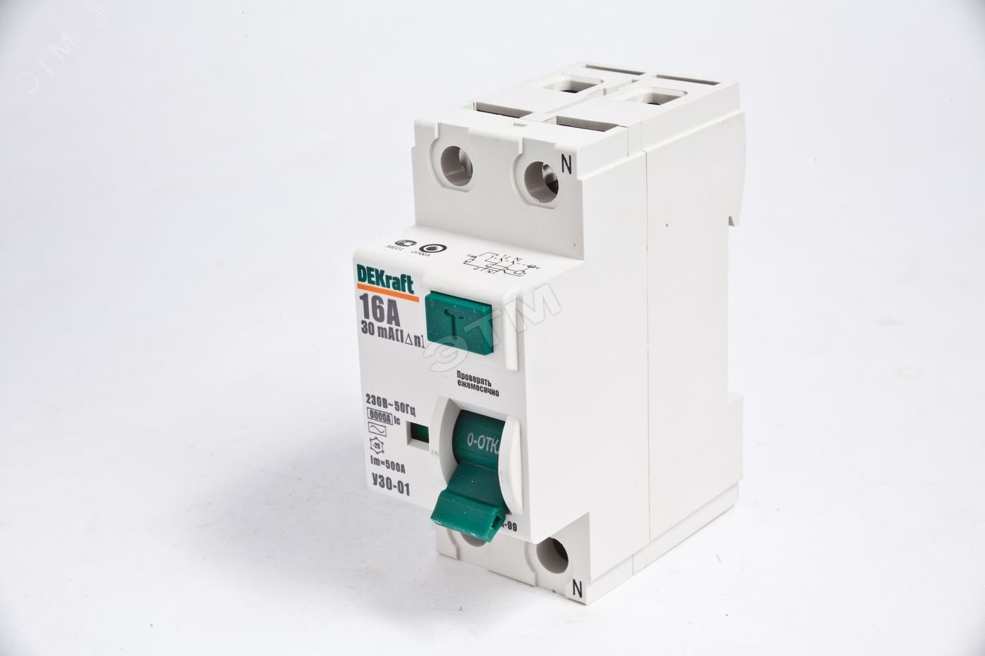 Выключатель дифференциального тока (УЗО) 2п 16А 30мА тип AC 6кА 14004DEK Dekraft