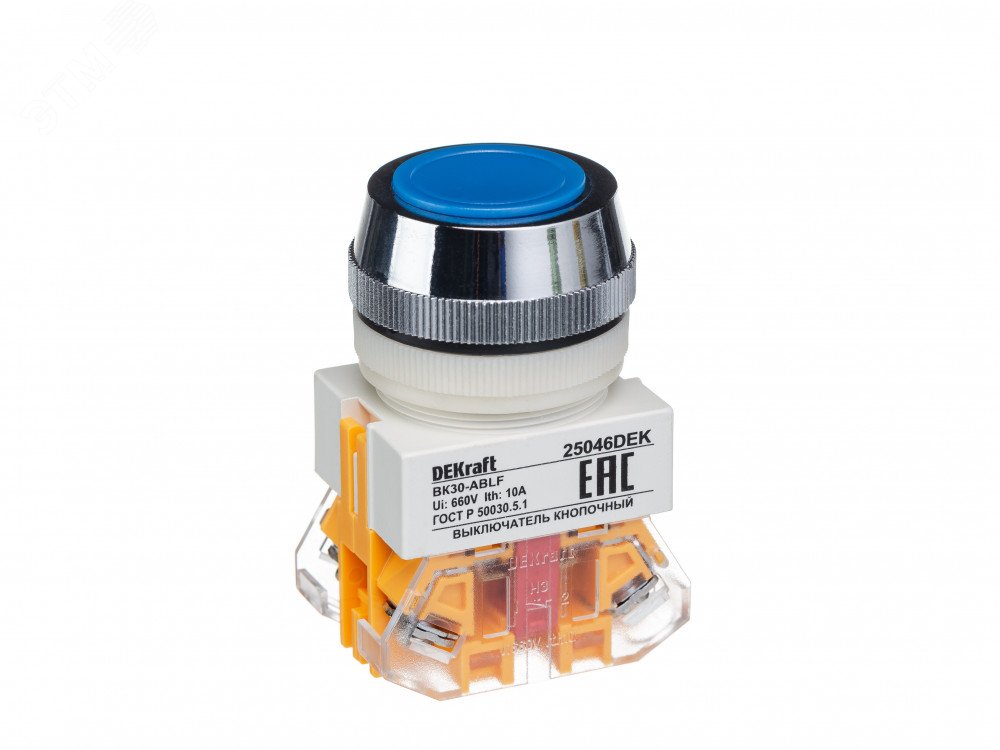 Изображение товара Кнопка ABLF 30мм синяя 220В ВK-30 (шт)