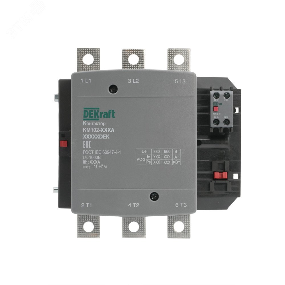 Изображение товара Контактор 265А 110В AC3 и AC4 серия КМ-102 Dekraft промышленные контакторы