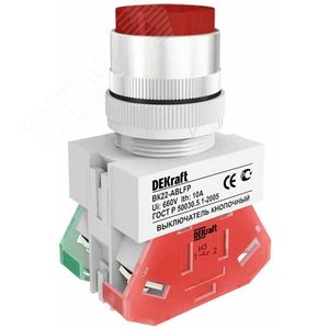 Кнопка красная ABLFP 22мм220В ВK-22 - фото 3