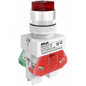 Кнопка красная ABLFP 22мм LED 220В ВK-22 25027DEK Dekraft - 3