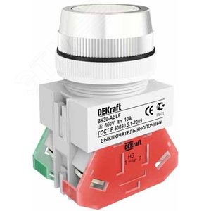 Выключатель кнопочный ВK-30 ABLF диам. 30мм белый 220В - фото 3