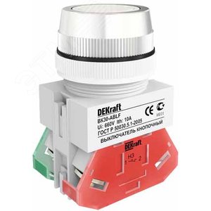 Выключатель кнопочный ВK-30 ABLF диам. 30мм белый 220В - фото 2