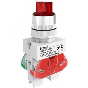 Переключатель ПЕ-22-ANC-2 неоновая лампа 2 положения I-O стандартная ручка красная - фото 2