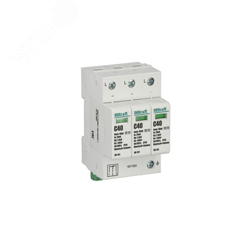 Изображение товара Ограничитель перенапряжения трехполюсный ОП-101 3п 40кА C (шт)