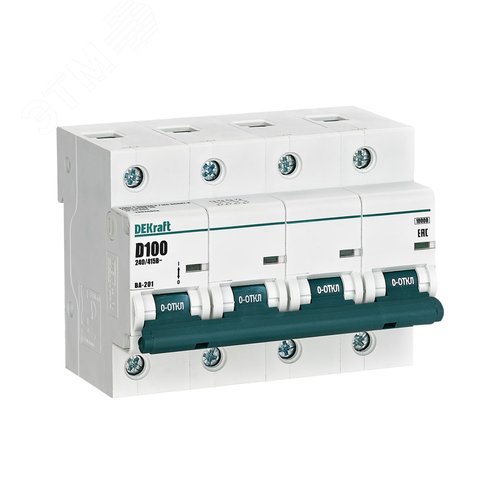 Выключатель автоматический четырехполюсный 100А D ВА-201 10кА - фото 1